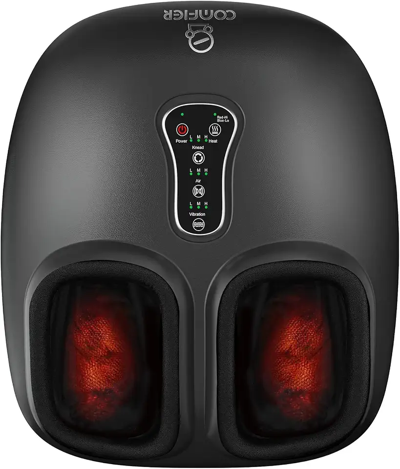 COMFIER Massageador De Pés Shiatsu Com Calor, Vibração, Máquina Massageadora De Pés De Compressão Rotativa Para Fascite Plantar, Dor De Neuropatia, Presentes Para Ela, Ele Cabe Em Tamanhos De Até 13 “