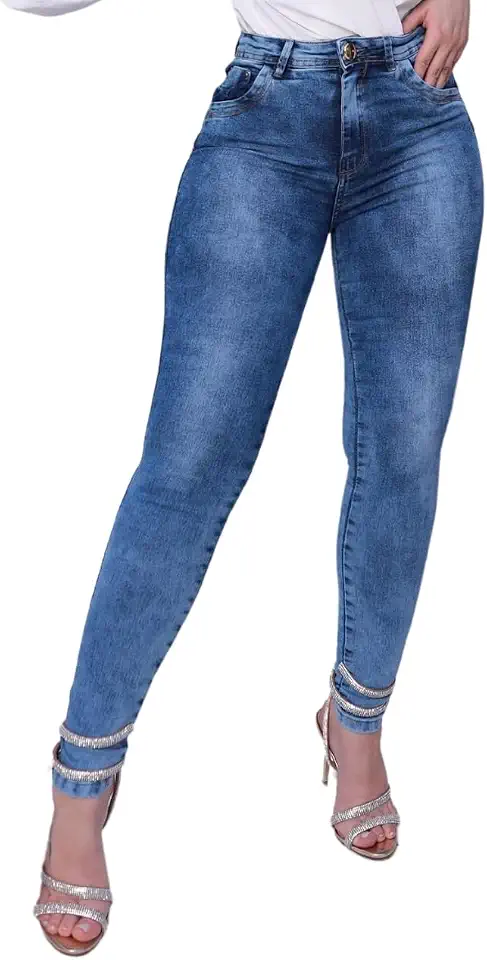 Calça Jeans Feminina Cós Alto Empina Bumbum com Elastano Premium