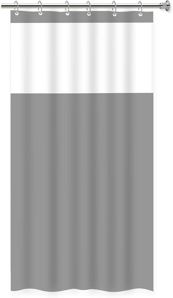 Cortina para Box de Banheiro em PVC com Visor 1,38m x 1,98m Impermeável Antimofo (Cinza)
