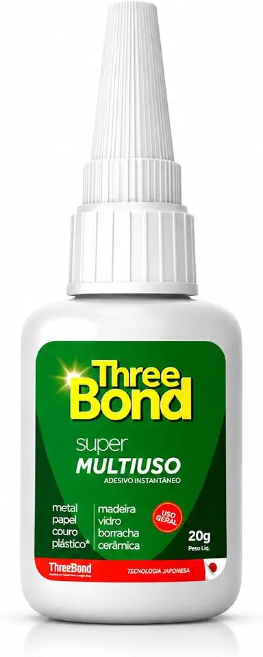 Super Cola Instantânea ThreeBond 20g | Bico Antientupimento | Cola Plástico, Metal, Borracha, Madeira, Vidro