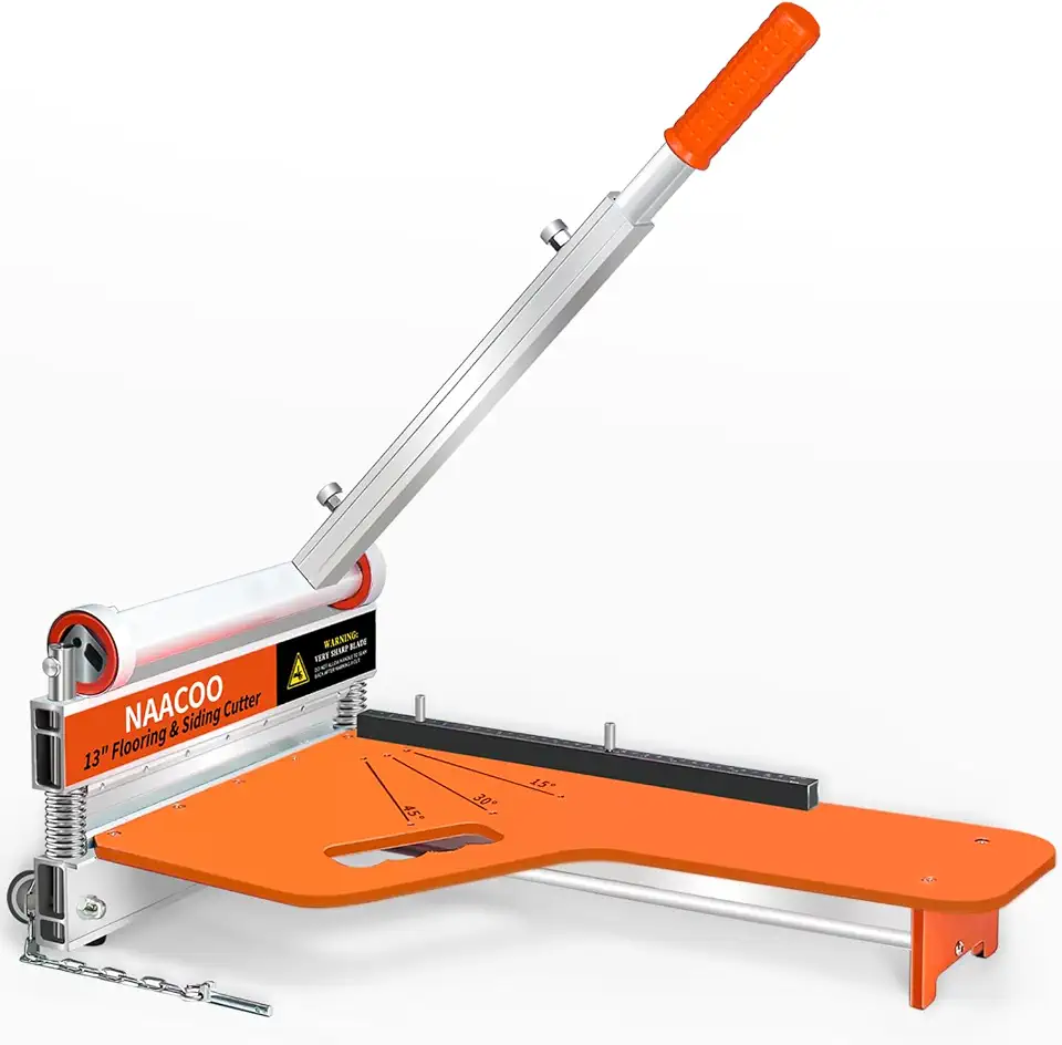 Cortador de piso laminado, cortador de piso de vinil NAACOO de 33 cm com roda, cortador de prancha de vinil – apenas 1 passo para corte de ângulo e comprimento, ferramentas de piso - corta prancha de