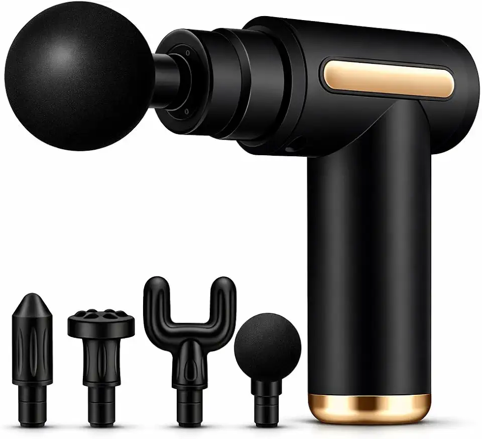 Massageador Pistola Muscular Profissional 3200RPM Recarregável USB-C 6 Níveis 4 Ponteiras Miofascial Pós-Treino Silencioso 40-60dB Portátil Corpo Inteiro 6h Bateria
