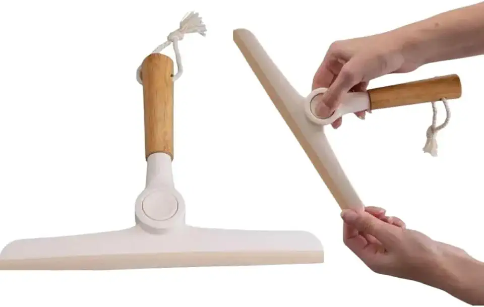 Rodo de Pia Articulável com Cabo de Bambu Design Moderno Branco Ideal para Limpeza de Cozinha e Banheiro Leve Resistente Fácil de Manusear Premium