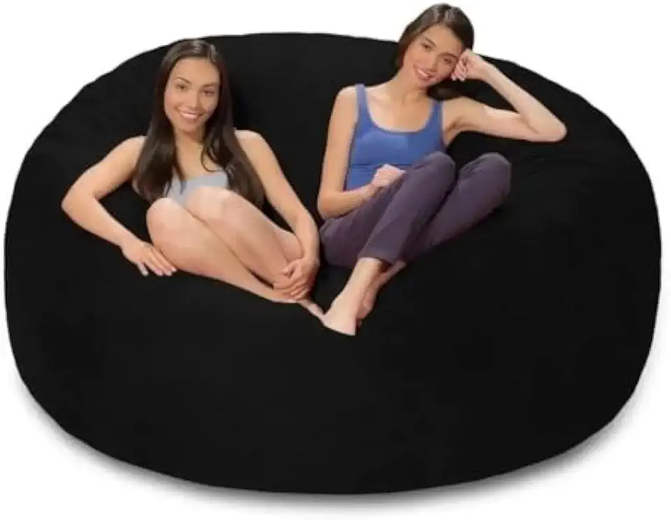 Puff Gigante Almofadão Redondo 140x20cm Sem Enchimento Duplo Zíper Costura Reforçada para Varanda Sala Decoração(PRETO)