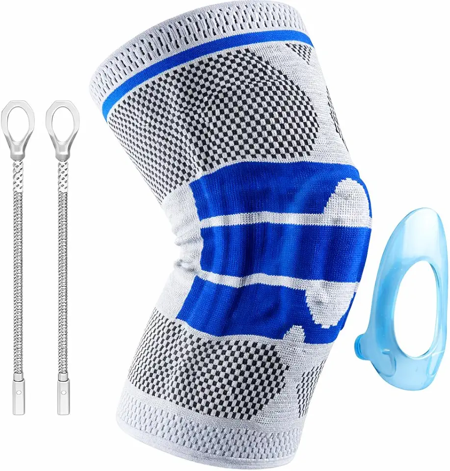 Joelheira de Compressão 3D Profissional com Suporte Patelar em Silicone Alívio da Dor e Estabilidade no Joelho (GG)