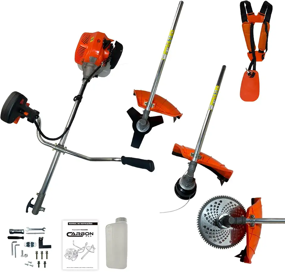 Roçadeira Bipartida Gasolina 52cc 2,5HP Profissional Lateral com Disco 80 Dentes Carbon Fak