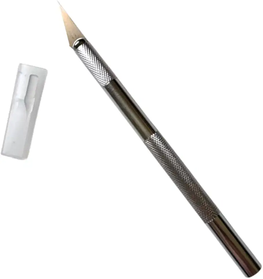 Estilete Bisturi de Precisão com 6 Lâminas Substituíveis Cabo Antiderrapante em Metal Estilete Profissional para Artesanato Envelopamento Modelismo Aeromodelismo Hobby Linha Premium