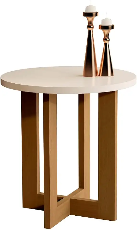 Mesa Lateral Apoio Centro Redonda com Pés de Madeira MDF Retro Canto Sofá Porta Objetos Decoração