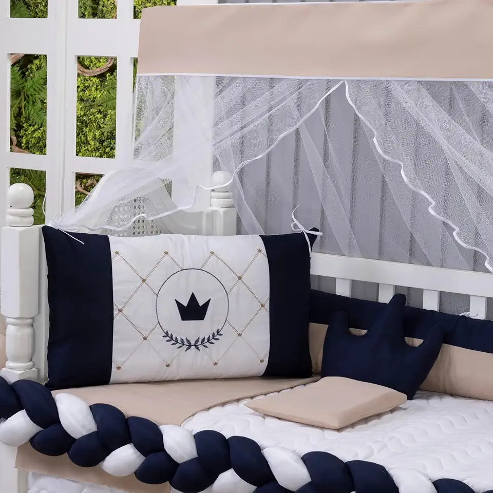 Kit Berço Paris 10 Peças - Conforto e Estilo para o Enxoval do Bebê (Coroa Marinho)