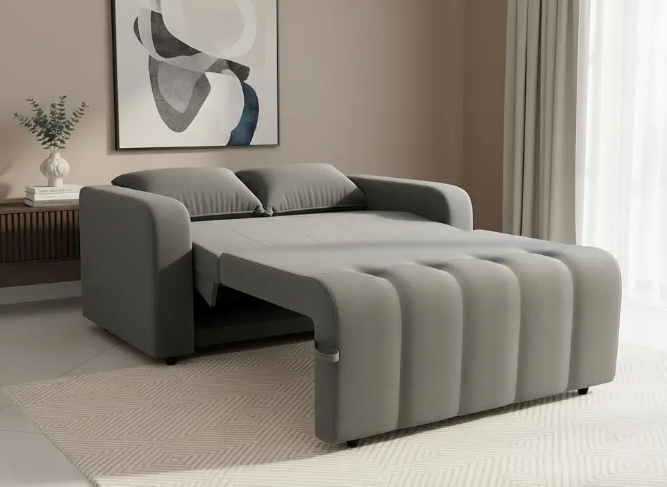 Sofá Cama 3 Lugares Retrátil e Reclinável Amora New 1,38m Suede Veludo (Cinza)