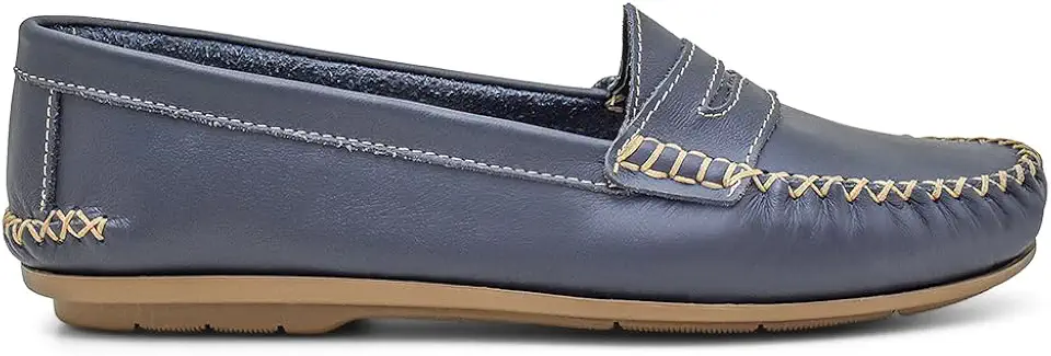 Mocassim Feminino Sapato Confortável Couro Legítimo Anti Stress