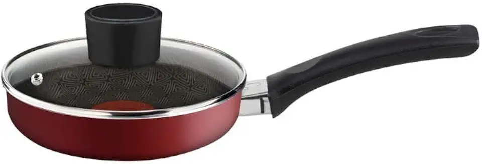Frigideira Ovo Rochedo Facilita Vermelho 16cm com Tampa com Antiaderente Resist:Reforçado com partículas minerais, Thermo-Sinal para Indicar o Momento Ideal de Iniciar o seu Preparo e Base Limpa Fácil