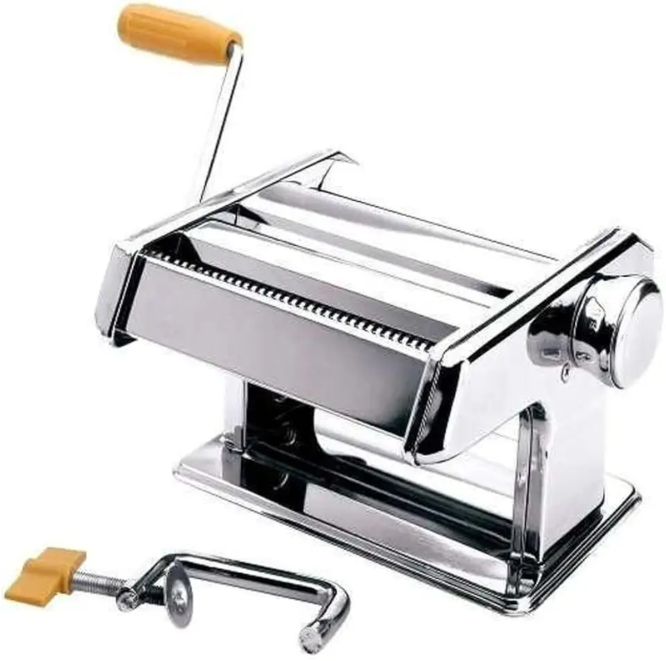 Maquina Manual De Macarrão Caseira em Aço Inox - 3 Tipos de Massa - Com Regulagem da Espessura Da Massa