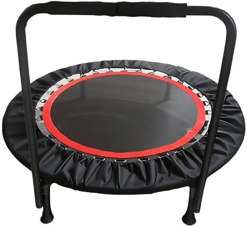 Mini Trampolim Fitness Profissional com Barra de Apoio Cama Elástica Jump Fitness Antiderrapante Alta Resistência para Treino e Cardio em Casa