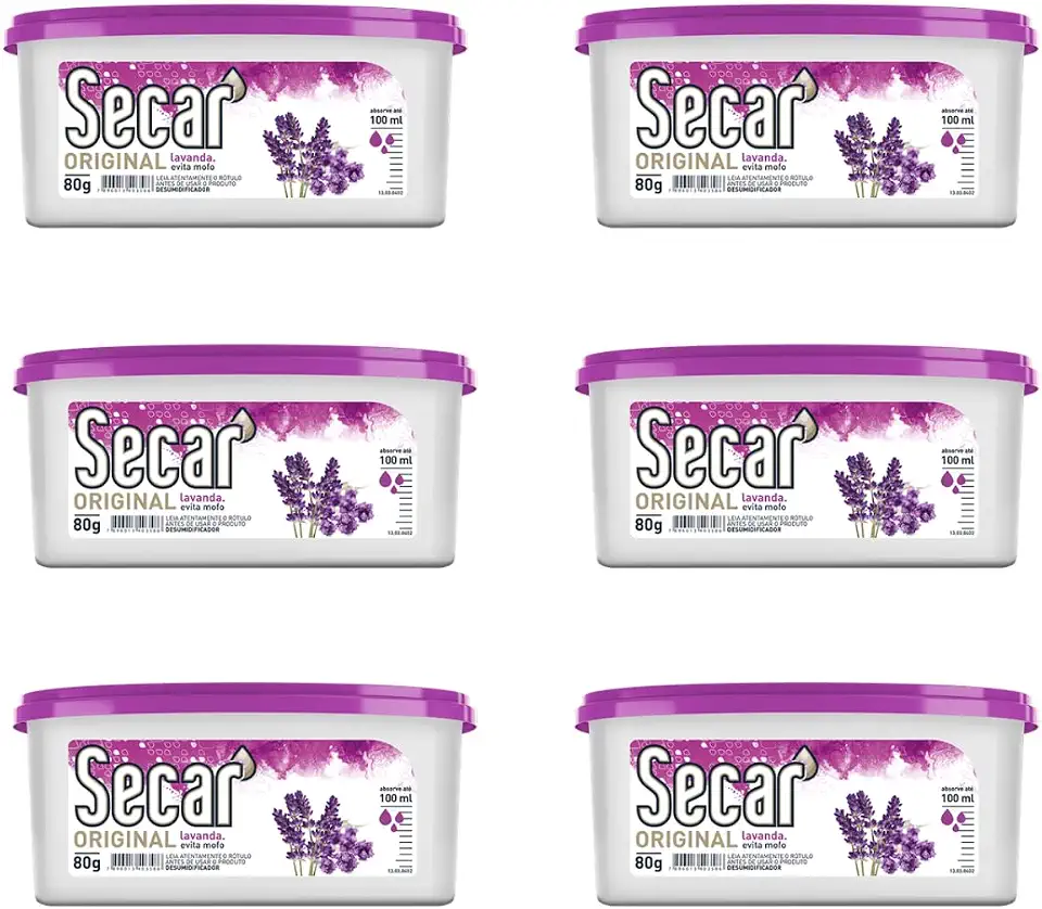 Kit 6 Unid de Evita Mofo Desumidificador Anti Mofo Secar 80g Lavanda