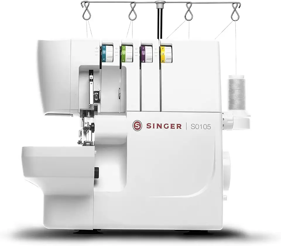 Máquina de Costura Overlock Singer S0105, 220V, 1300 PPM, 6 Tipos de Pontos, Braço Livre, LED, Estrutura em Metal