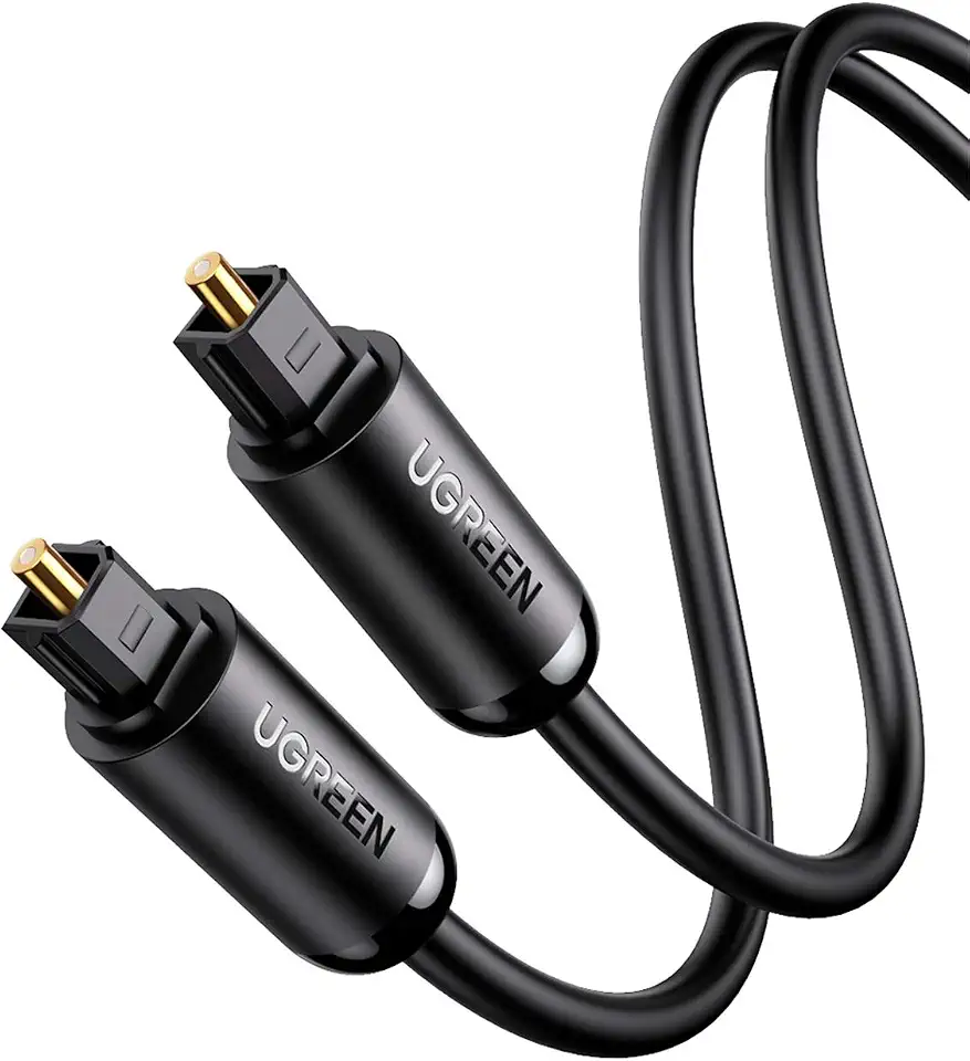 UGREEN Cabo óptico de áudio Toslink Cabo Adaptador de Áudio Óptico Macho para Macho Compatível com PS4, VD/CD player, Blu-ray players, console de jogos (2M)