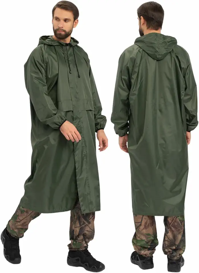 Capa De Chuva P/Pesca Pescaria Militar Reforçada Oferta com Capuz, Impermeável, Manga Longa, Reutilizável