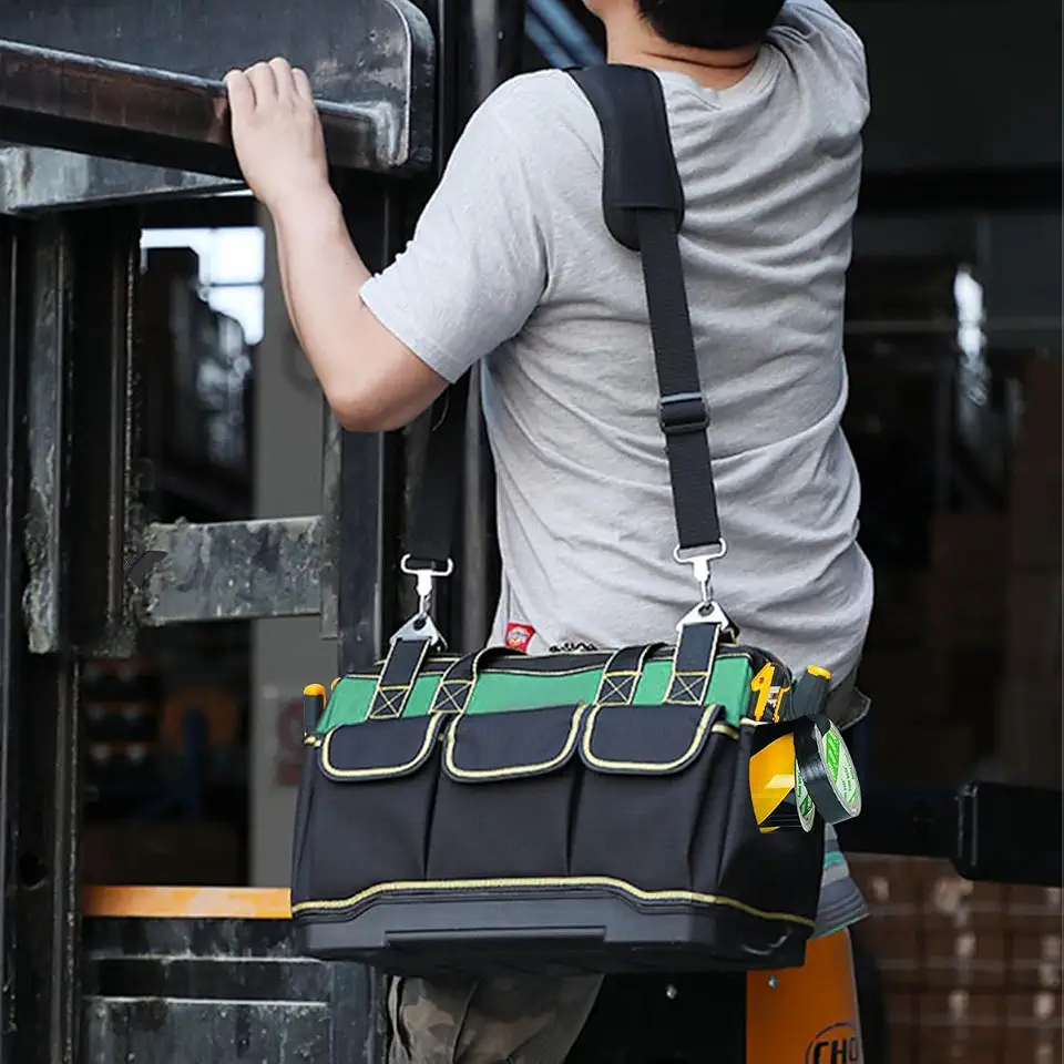 Bolsa de Ferramentas Profissional Impermeável, Organizador Portátil Anti-ruptura e Anti-perfuração, Tecido Oxford e ABS, para Uso Profissional e Diário