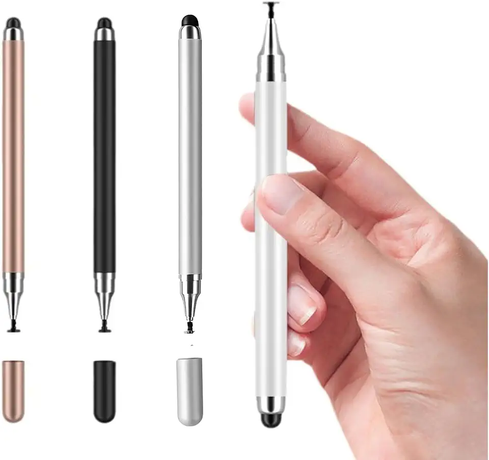 Caneta Touchscreen Stylus Universal 2 em 1. Caneta Capacitiva para Smartphones, iPad, Tablets e Outras Telas Touch. Compativel com IOS e Android. Ponta Dupla e Toque Preciso. (Preta)