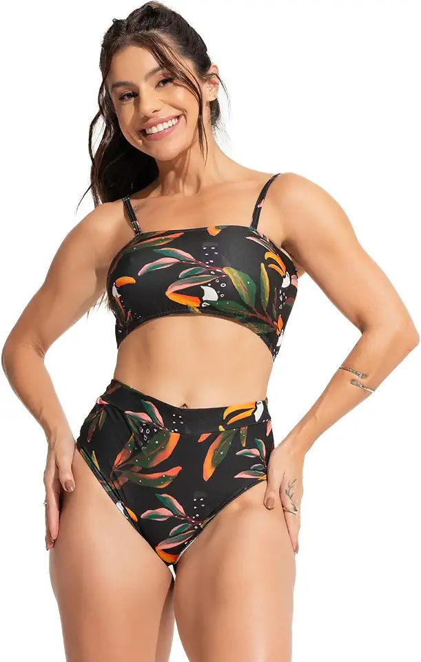 Biquini MVB Modas Top Faixa Hot Pants Cintura Alta