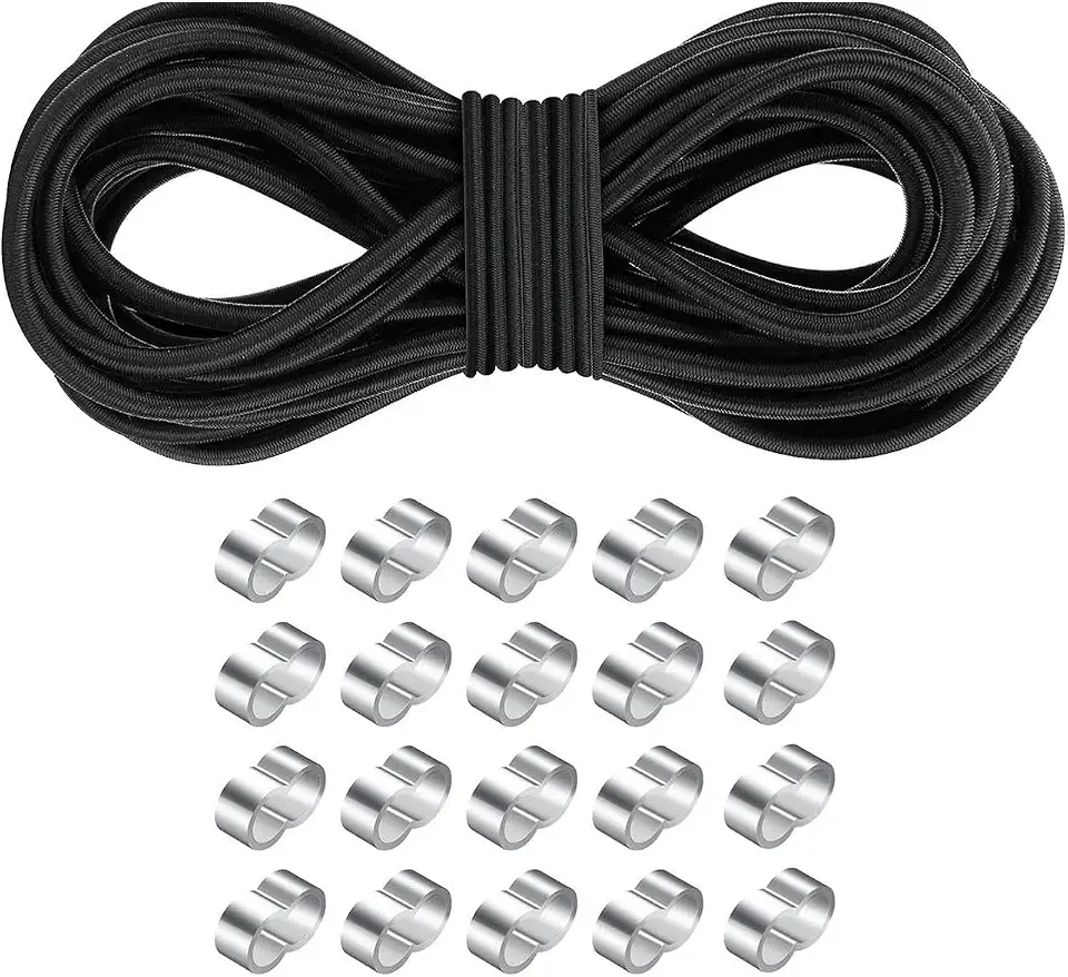 Vaveren 10m elástico bungee cordas reboque peças de tira de borracha multifuncional com fivelas de furo duplo para acampar toldo de carga de caiaque
