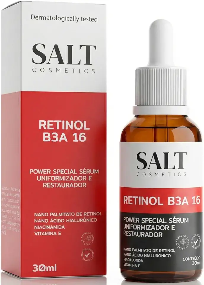 Sérum 3,5% Nano Retinol + 6% Niacinamida + 5,5% Ácido Hialurônico + 1% Vitamina E - Salt Cosmetics