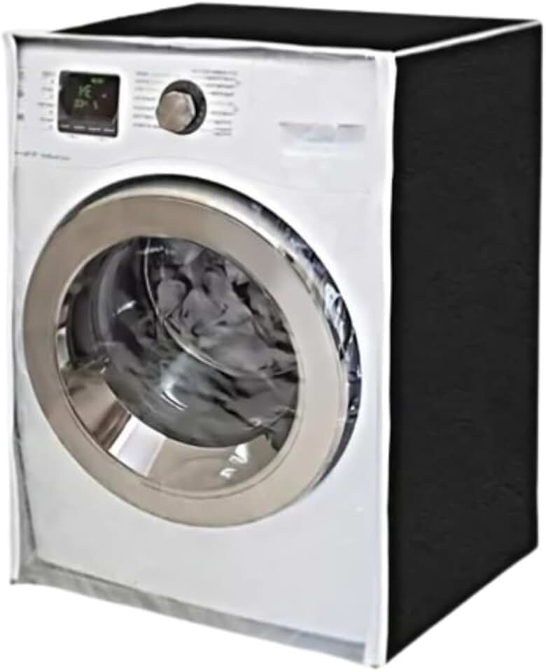 Capa Para Maquina Lavar Flanelada Lava e Seca Abertura Frontal 11kg Com Abertura em Ziper Visor Transparente Varias Marcas LG Brastemp Samsung Electrolux Philco Midea Panasonic Cor (PRETO)