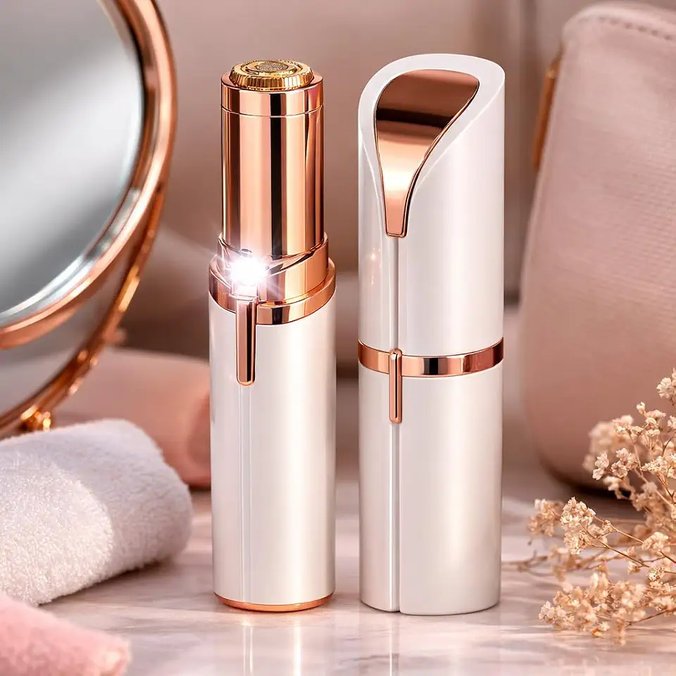 Depilador Facial Feminino Portátil Recarregável USB com Luz LED Removedor de Pelos para Buço, Sobrancelhas e Rosto com Precisão, Suavidade e Sem Dor