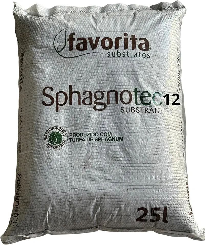Substrato para Plantas com Turfa, Perlita, Casca de Arroz Carbonizada e Pó de Casca de Pinus 25 Litros Sphagnotec 12 Favorita