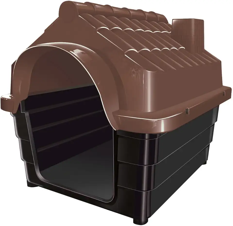 Casa Casinha Plástica para Cachorro N6 Grande – Desmontável, Resistente, Ventilação Lateral, Proteção contra Chuva(Marrom)