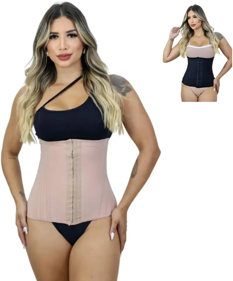 Cinta Modeladora Abdominal Feminina Afina Cintura Alta Compresão 12 Barbatanas