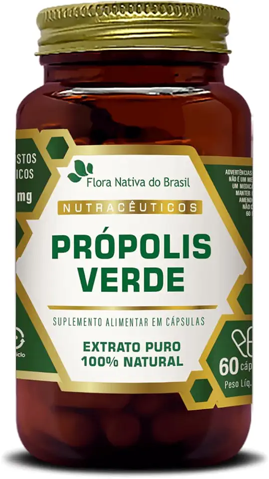 Própolis Verde Extrato Seco 500mg 60 cápsulas - Flora Nativa