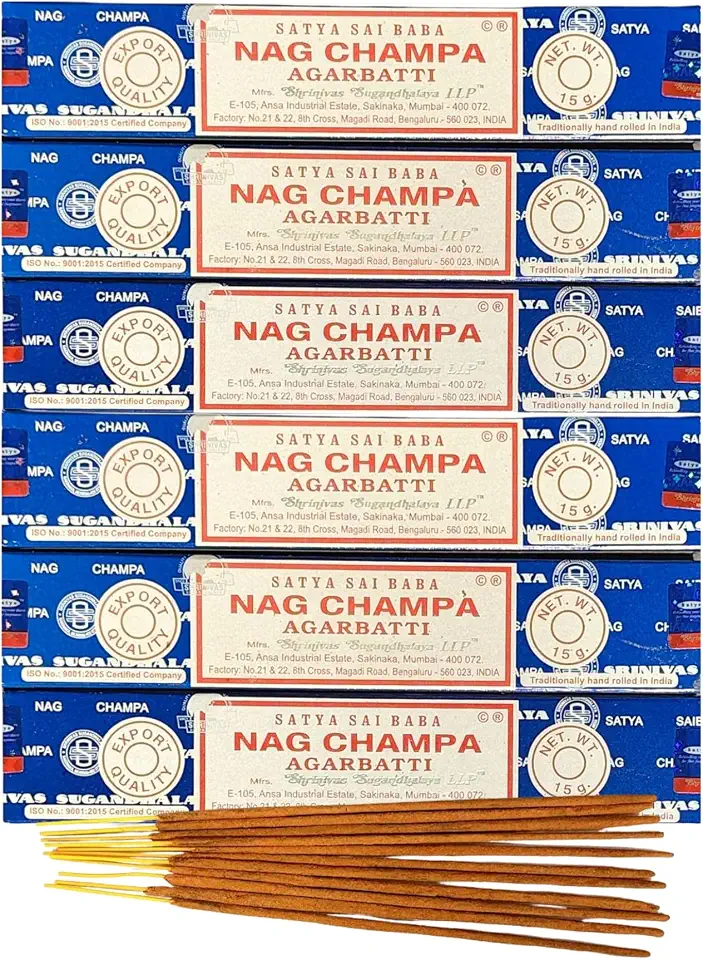 Kit Incensos 6 Caixinhas Satya Nag Champa Sem Carvão Nag Champa