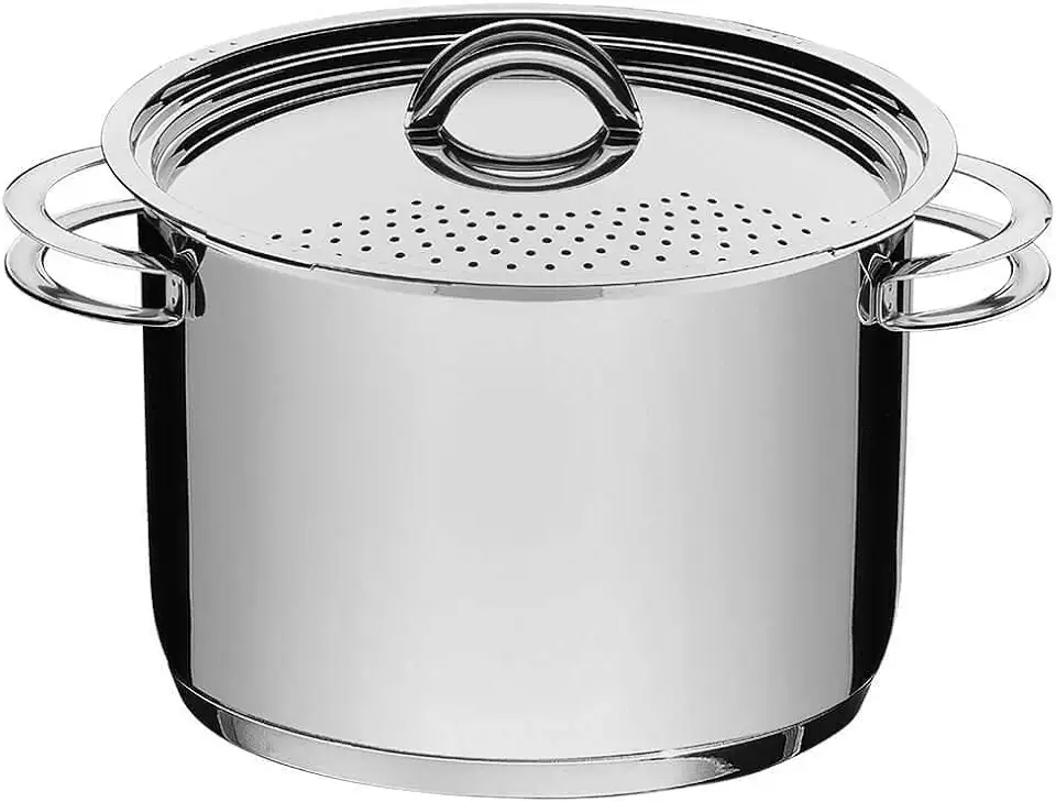 Espagueteira Tramontina Solar em Aço Inox Fundo Triplo com Tampa e Alças 24 cm 7,7 L