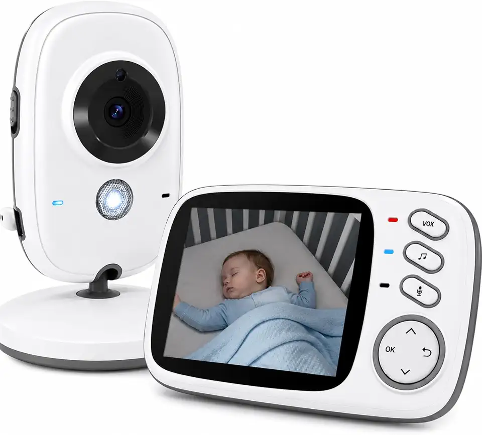 Babá Eletrônica com Câmera e Tela LCD | Visão Noturna Infravermelha | Áudio Bidirecional | Sensor de Temperatura | Monitoramento VOX Sem Wi-Fi | Longo Alcance | Zoom Digital para Bebês