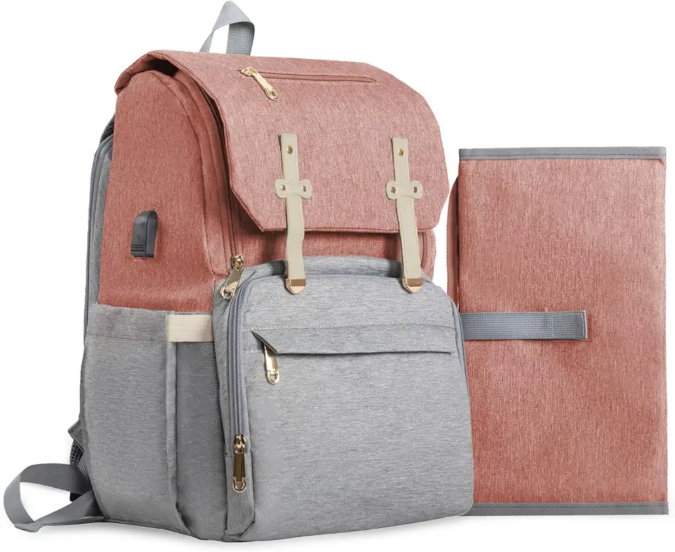 Mochila Maternal Feminina 16 em 1 Impermeável — Grande Capacidade com Bolso Térmico, Organizador para Fraldas e Acessórios, Ideal para Mães e Bebês