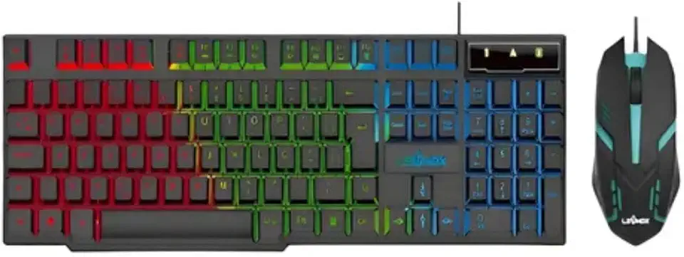 Kit Teclado e Mouse Gamer com LED RGB – Semi Mecânico, Iluminação RGB, Alta Precisão, Ergonômico, USB Plug & Play – Ideal para PC e Notebook.