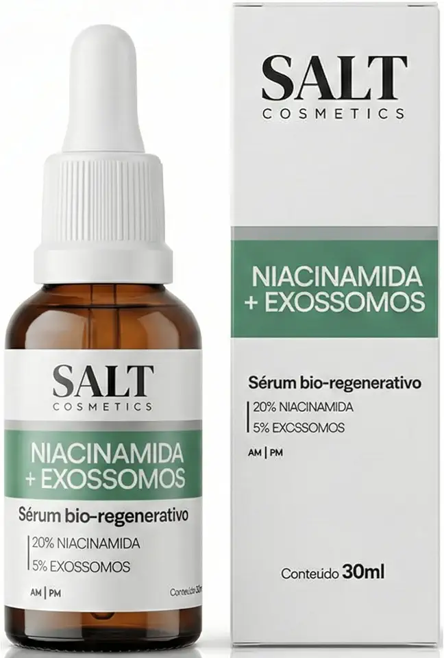 Niacinamida + Exossomos – Sérum Bio-Regenerativo 30ml – Com 20% Niacinamida Pura e 5% Exossomos – Redutor de Poros, Controle de Oleosidade e Uniformizador de Textura – Salt Cosmetics