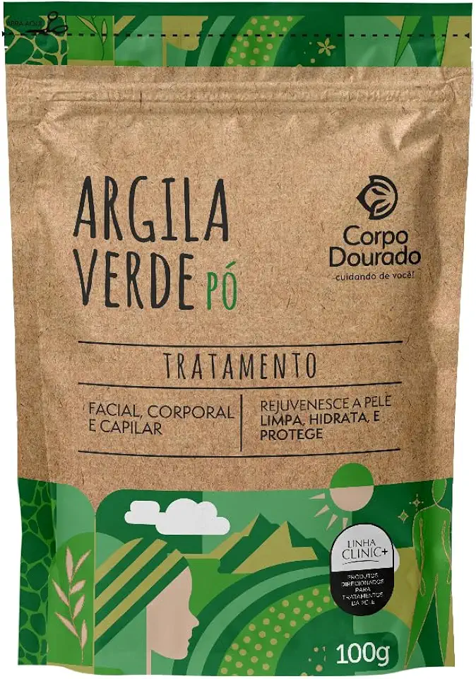 Corpo Dourado Argila Verde em Pó | Purificação e controle de oleosidade | 100g