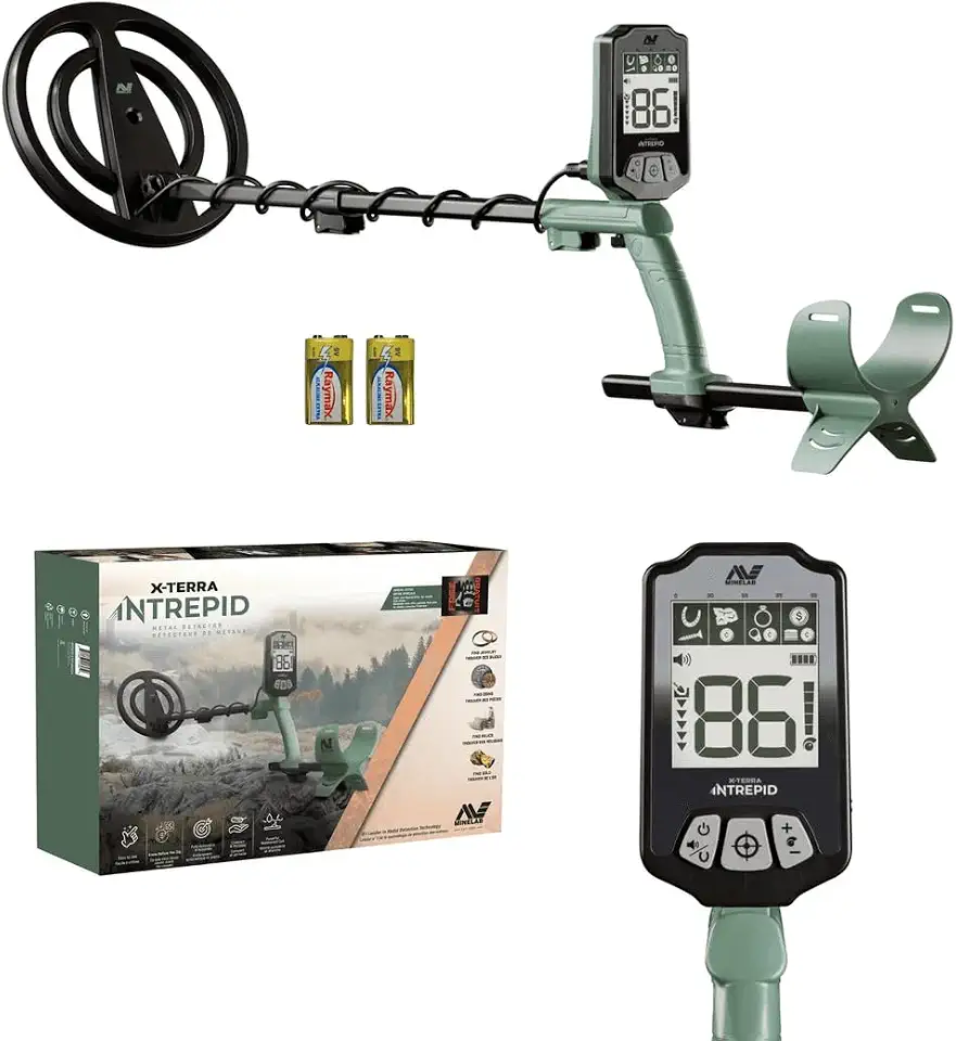 Detector de Metais Minelab Intrepid, Bobina à Prova D'água de 10 polegadas, Submersível até 1 Metro, com Display LCD