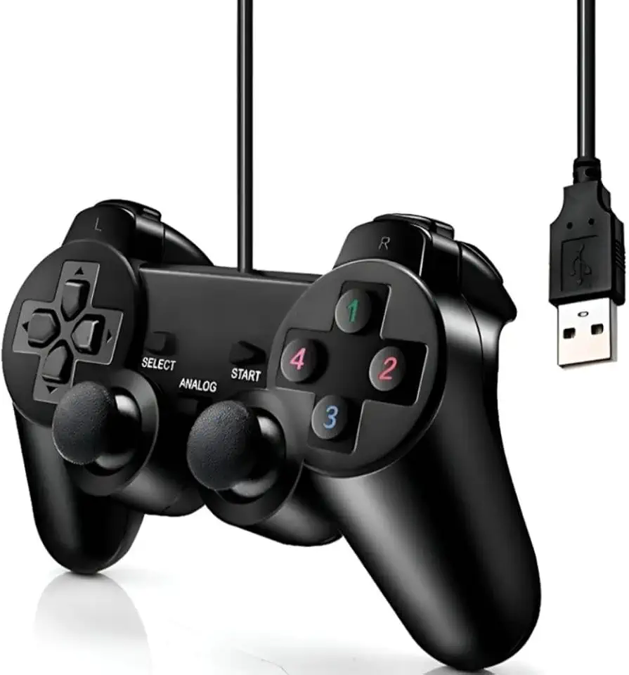 Controle Gamer PC Sem Delay com Vibração Versão Atualizada– DualShock Analógico Plug and Play, Resposta Ultra Rápida e Alta Precisão para Jogos no Computador.