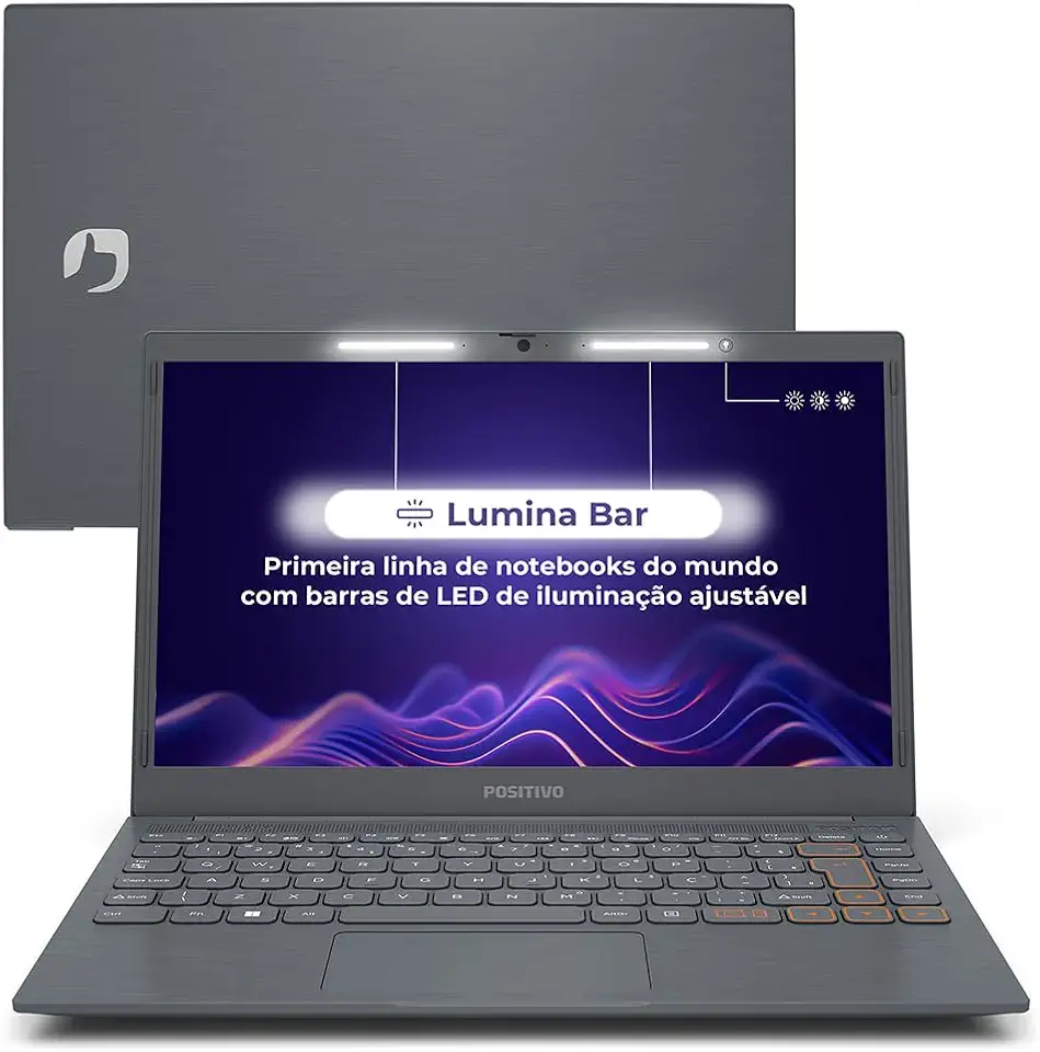 Notebook Positivo Vision C14 Lumina BAR Celeron 8GB RAM 256GB eMMC Tela 14 Polegadas HD Antirreflexo Linux Tecla Link – Cinza