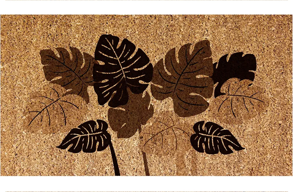 CAPACHO FIBRA DE COCO RT 60X33CM FOLHAGEM MARROM