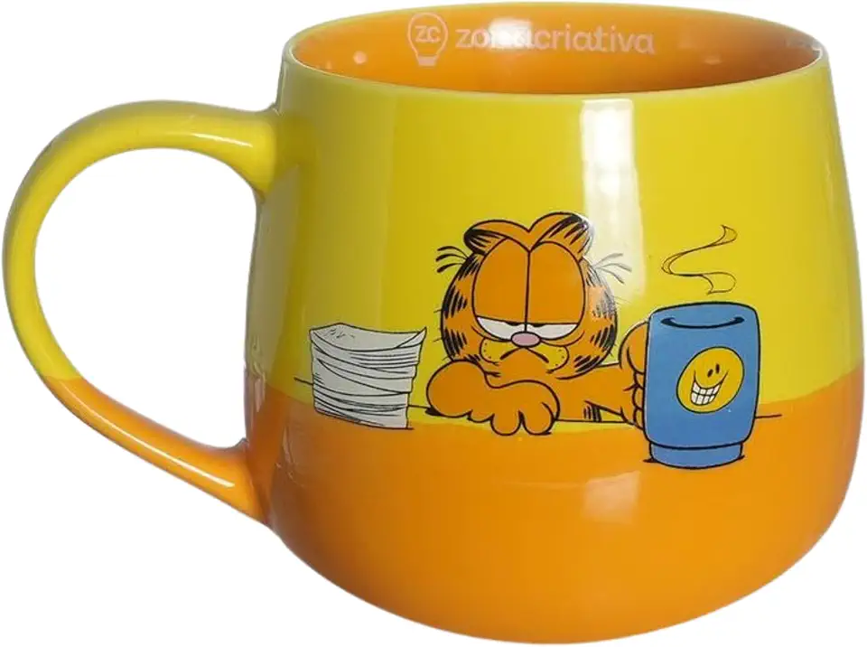 Zona Criativa – Caneca Maggie 400ml Garfield | Cerâmica Resistente – Formato Arredondado - Ideal para Café, Chá e Suco - Tamanho Ideal Para Bons Goles - Perfeito Para Presentear