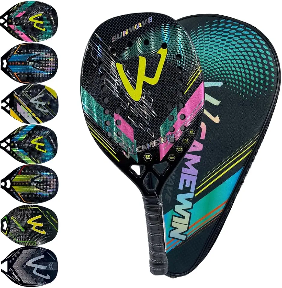 Raquete Beach Tennis Carbono 3K Profissional Com Capa Protetora Leve e Equilibrada