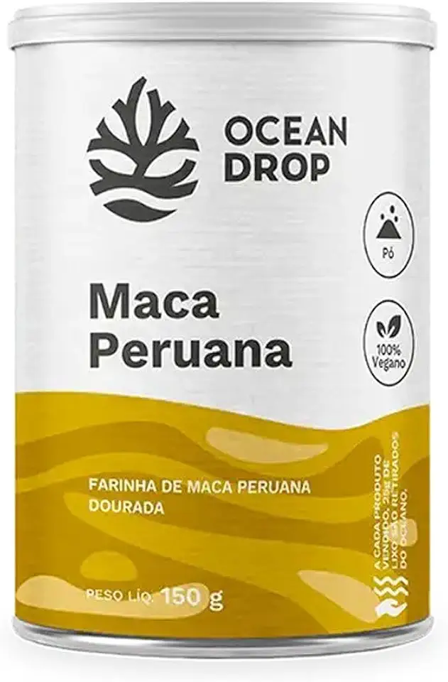 Ocean Drop Maca Peruana Dourada em Pó, 100% Vegano, 150g