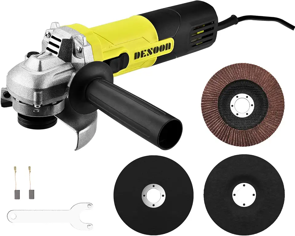 DESOON Esmerilhadeira Angular Profissional 1100W, 220v, 115mm (4.5"), 12000 RPM com Trava de Eixo, Punho Auxiliar e Ajuste de Proteção Sem Ferramentas - Ideal para Corte e Desbaste