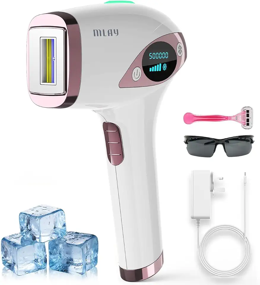 Depilador a Laser IPL MLAY T4 com Resfriamento, Aprovado pela ANVISA, Luz Pulsada para Uso Doméstico, Redução Visível de Pelos com Uso Contínuo, Unissex, para Rosto, Axilas e Corpo, Bivolt
