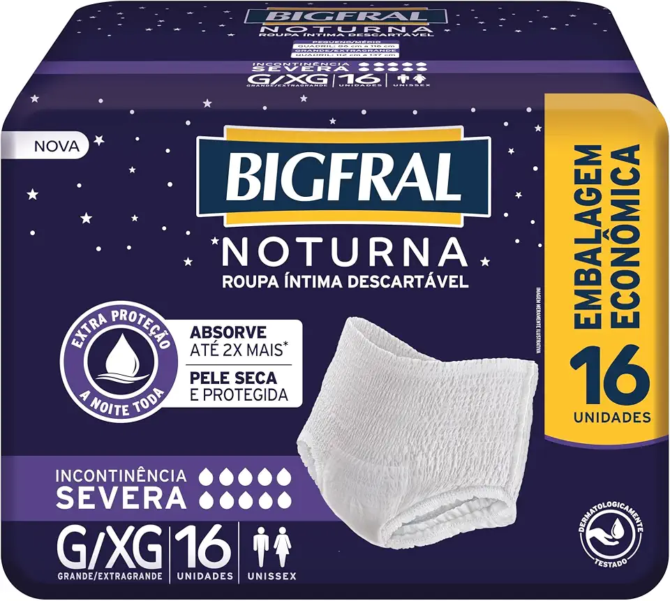 Roupa Íntima Bigfral Noturna G/XG 16 Unidades